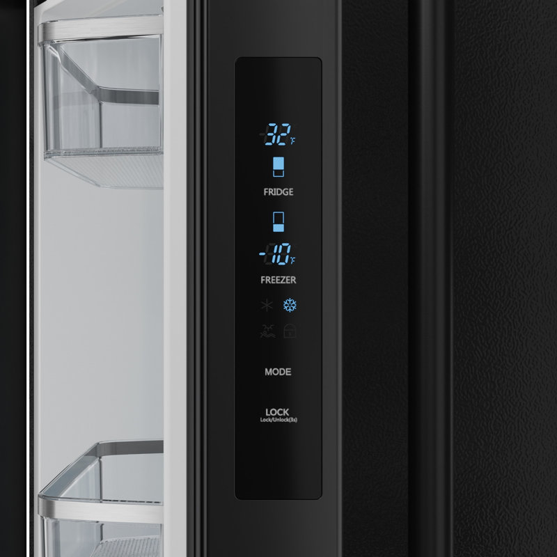 Réfrigérateur à profondeur de comptoir à porte française avec machine à glaçons en acier inoxydable noir / noir 30,7 po Gordon Ramsay By THOR Kitchen