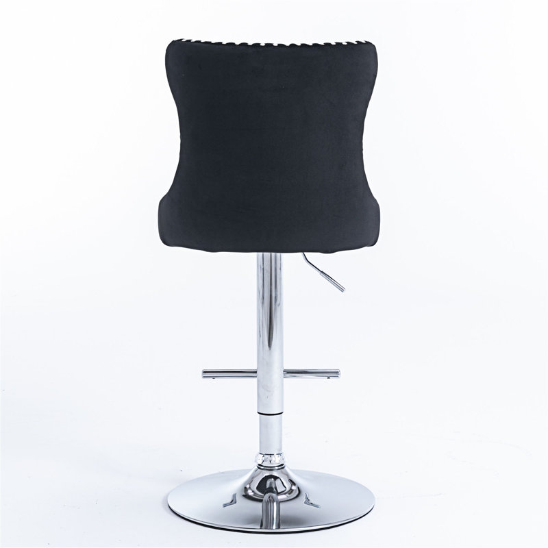 Ensemble de 2 tabourets de bar pivotants rembourrés, Chrome, Noir