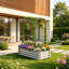 dans 1 jardinière, treillis moderne en métal galvanisé 4 x 2 pour le jardin