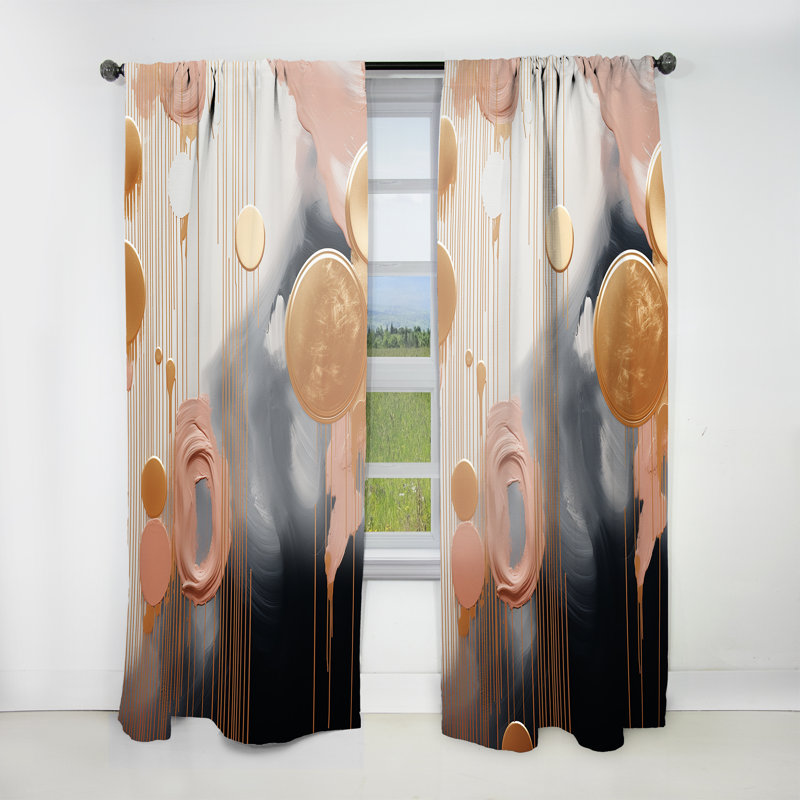Levasy - Shapes Abstract Room Darkening Curtain - 1 Panels, 52" W x 90" L