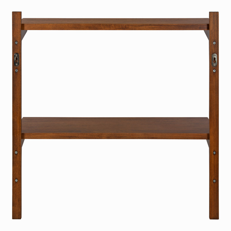 Baez 2 Piece Poplar Tiered Shelf, Walnut Brown