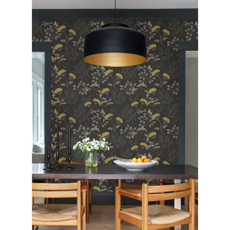 Rouleau de papier peint floral Sorrel, Noir