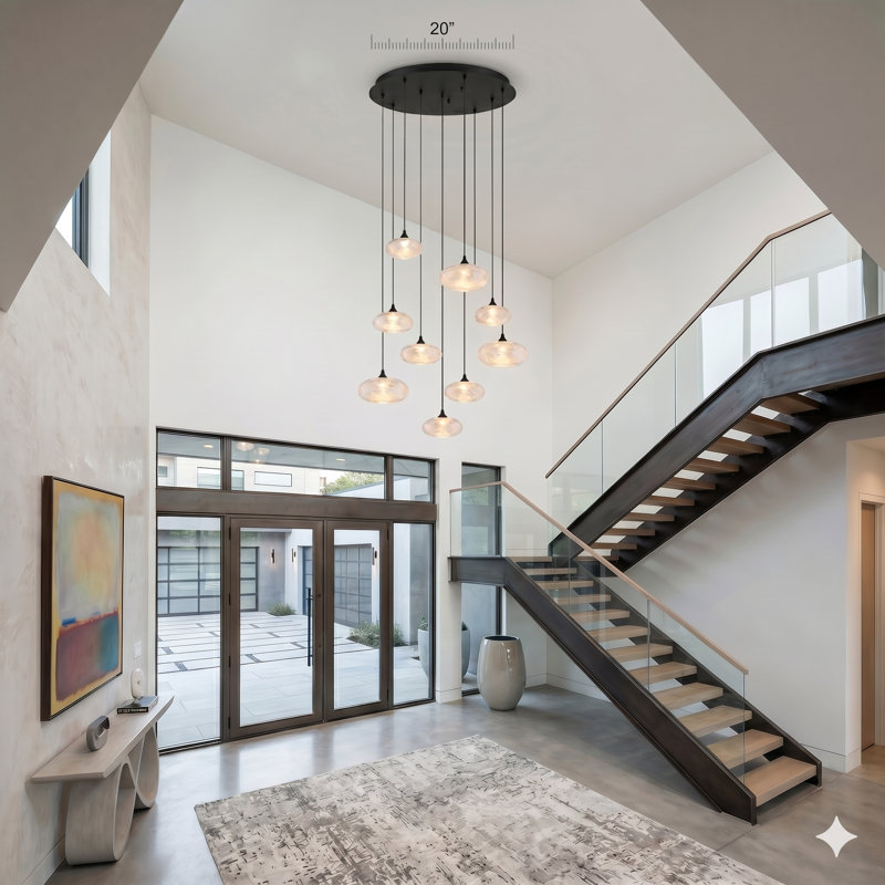 Luminaire suspendu sphère DEL 9 lumières Alvie, Noir mat