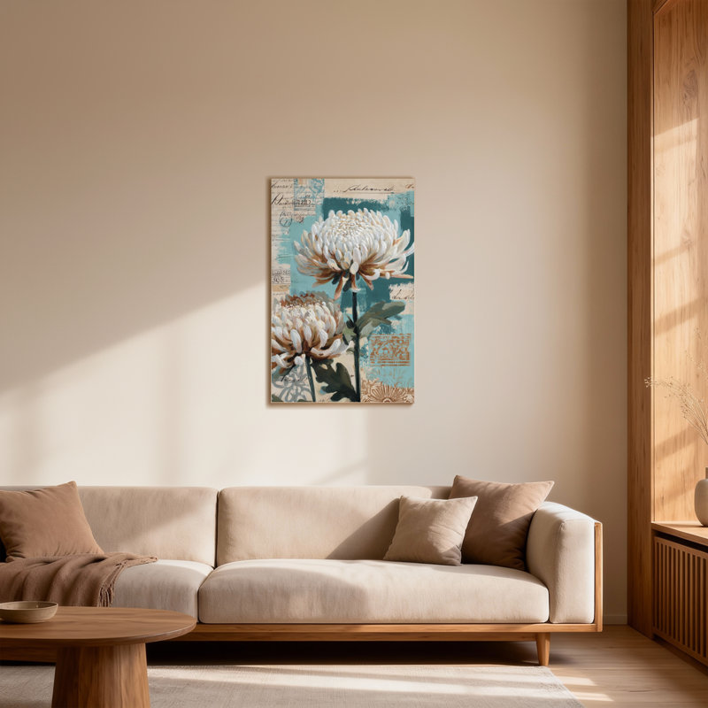 Plantes et fleurs, motif floral rétro, H 18 po x l 12 po