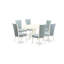 Ensemble de table de salle à manger 7 pièces moderne composé d'une table ovale en bois avec feuille papillon et 6 chaises rembourrées en tissu bleu lin, blanc lin-361296222