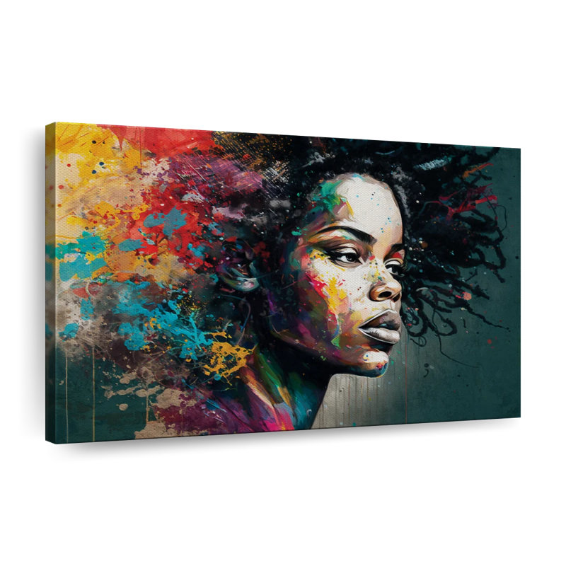 Femme africaine vibrante sur toile, H 16 po x l 24 po x P 1,25 po