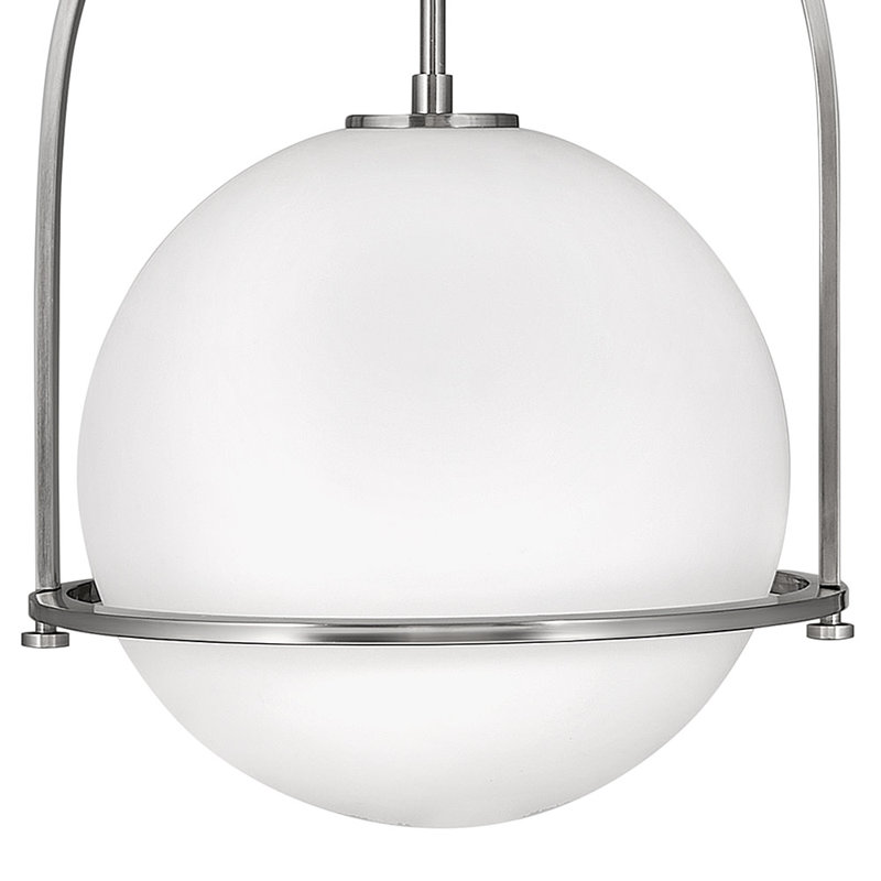Luminaire suspendu Arie avec abat-jour sphérique, Nickel brossé, H 23 po x l 15,5 po x P 15,5 po