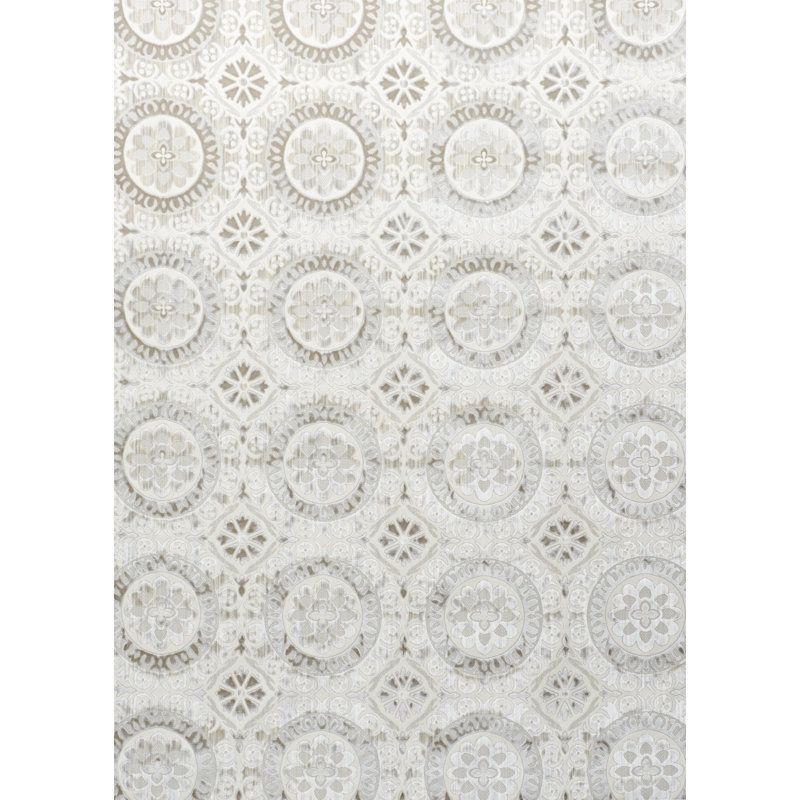 Suzani Strie Velvet Fabric, Pearl