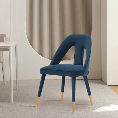 Neda Velvet Upholstered Solid Wood Side Chair by Manhattan Comfort