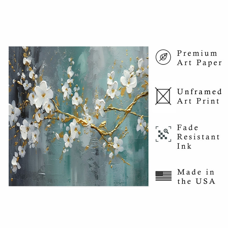 Impression florale moderne sans cadre, H 12 po x l 12 po