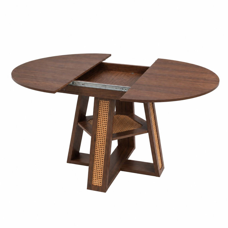 Table de salle à manger extensible ronde 43,3 "à 59,05" pour 4-6, table de cuisine ronde à ovale avec rallonge amovible