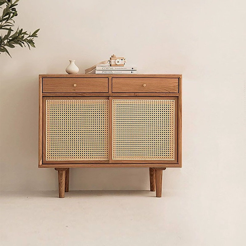 Armoire d'appoint multifonctionnelle en rotin avec tiroirs