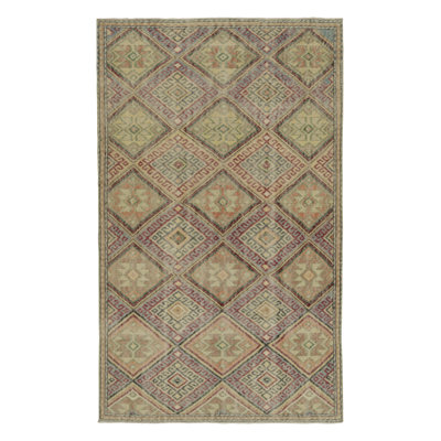 One-of-a-Kind Rectangle 5'4" X 7'6" 1960s Wool Area Rug in Beige/Brown/Red