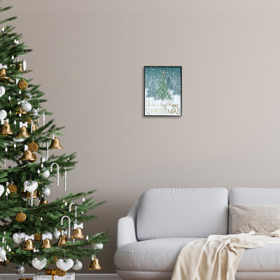«Happy Christmas», détail texturé, sapin rustique, art numérique sur estampe numérique par Jennifer Ellory