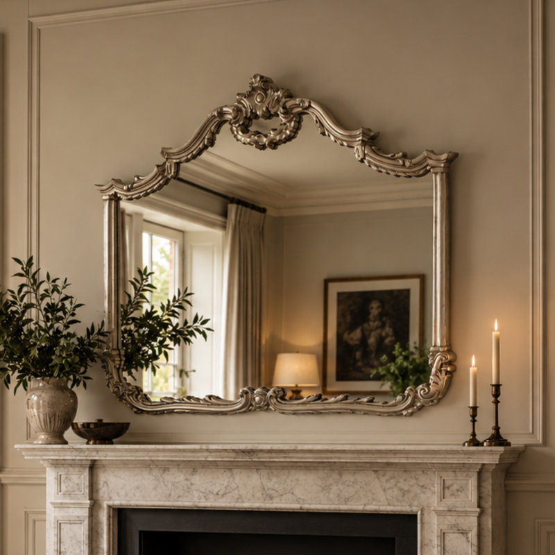 Christopherso Traditional Accent Landscape Mirror, Silver