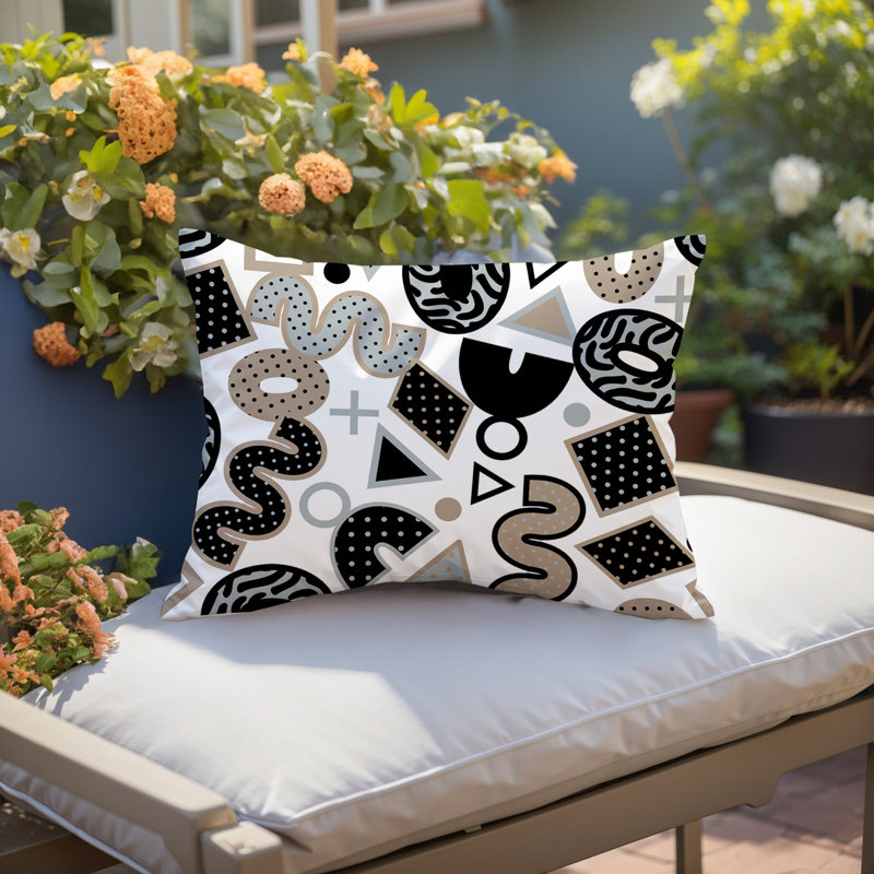 Coussin lombaire intérieur / extérieur Trixel, Rectangle H 18 po x l 25 po, Noir