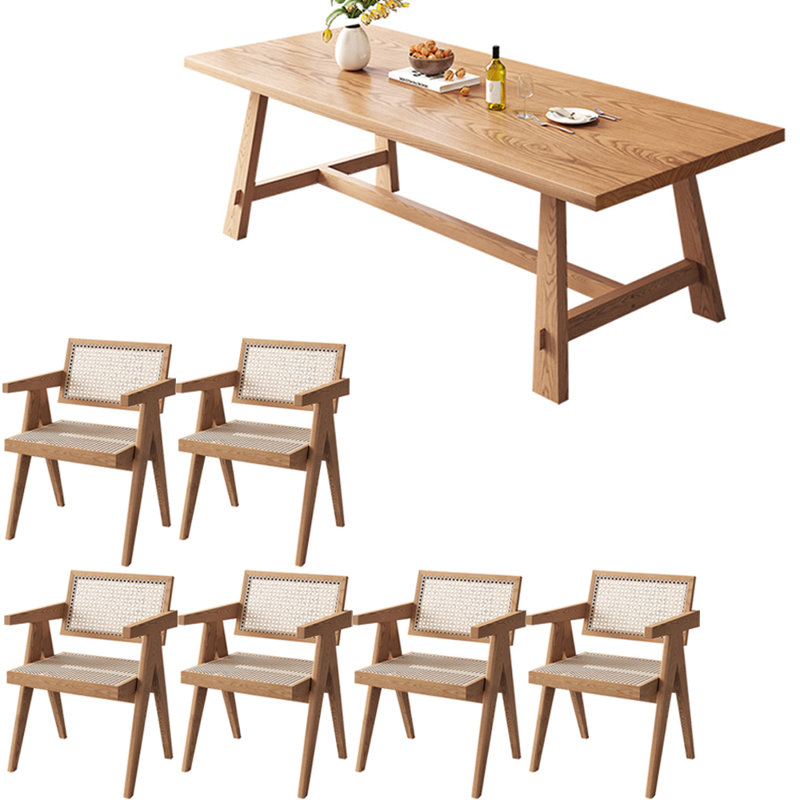 Ensemble de table de salle à manger en bois massif de style nordique, H 29,5 po x L 70,8 po x l 31,4 po