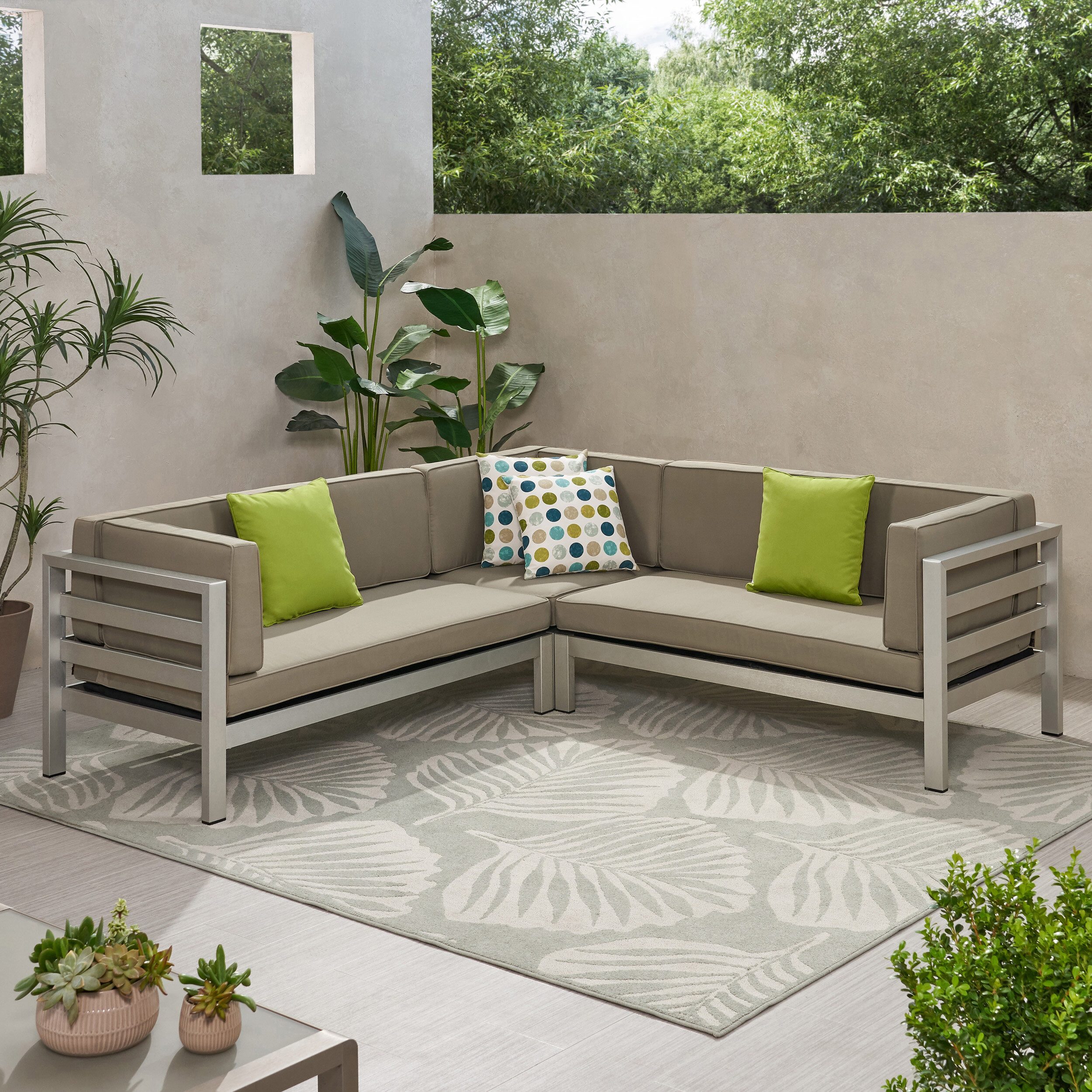 Wrought Studio Blakley Patio Sectional with Cushions Wayfair