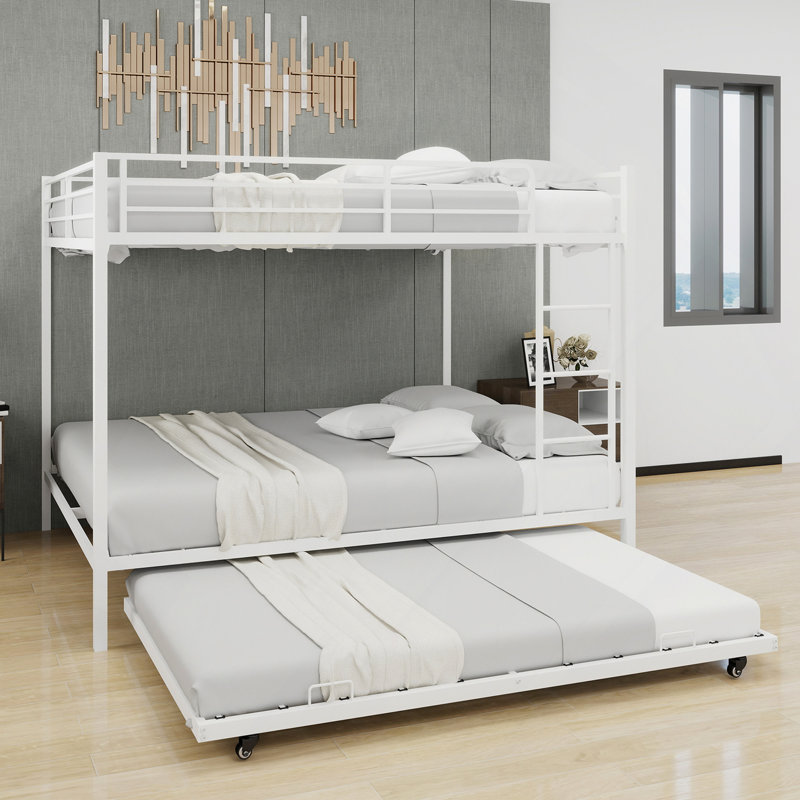 Lit superposé en fer carré durable avec rails de sécurité, chambre idéale, chambre d'amis ou espace commun, assemblage facile et performance durable - Taille: 153 cm * 203 cm