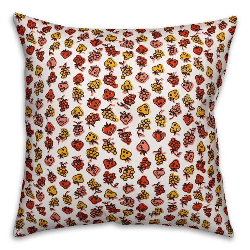  Housse et insert de coussin carré Fruit, Rouge, 16 po x 1 po, Intérieur