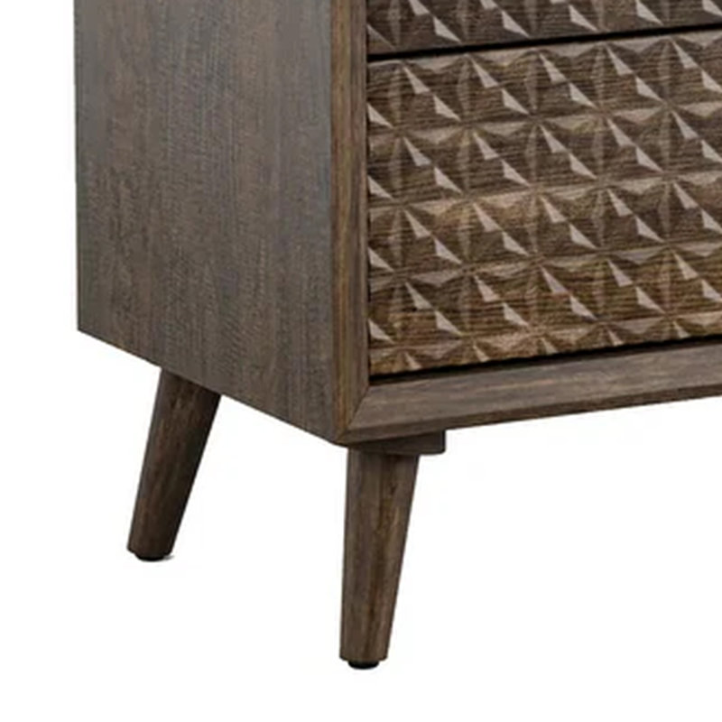 Commode 5 tiroirs Fel avec commode texturée 3D, brun foncé
