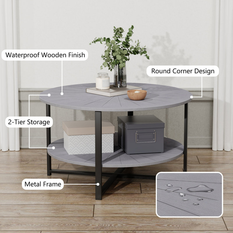 Table basse avec rangement Abdal, Gris