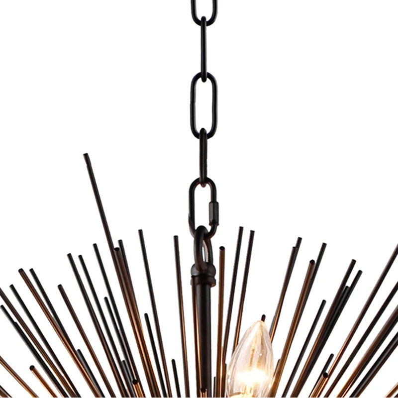 Lustre sphérique Spoutnik à 12 lumières Chadia, H 21,1 po x l 29,4 po x P 29,4 po, Noir (assemblage requis)