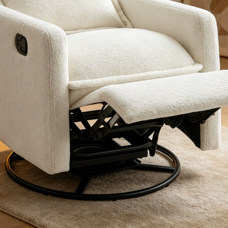 Fauteuil inclinable pivotant, fauteuil inclinable oscillant, fauteuil à bascule pour chambre à coucher et salon, White