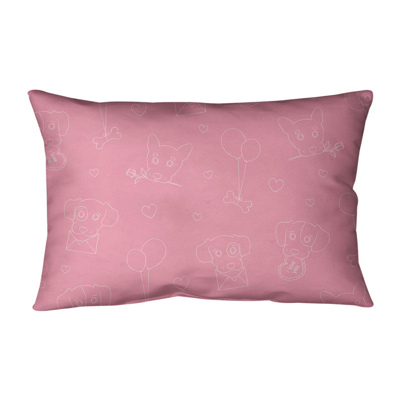Coussin lombaire 14 po, Rose / blanc