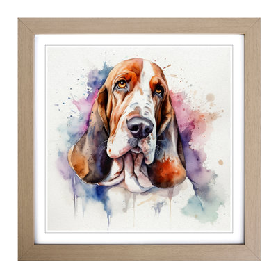 Basset Hound Watercolour No.2 - Framed Print