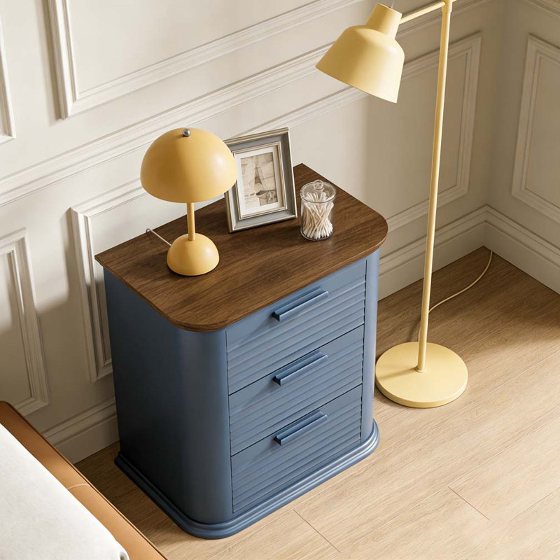 Table de chevet cannelée de 22 po de largeur avec station de charge, Marine