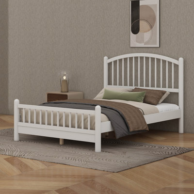 Cadre de lit avec tête de lit arquée, cadre de lit plateforme en bois de style moderne Mid-Century avec pied de lit, cadres de lit rustiques avec rangement sous le lit