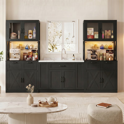  Armoire de rangement pour garde-manger de 71 po avec support pour micro-ondes