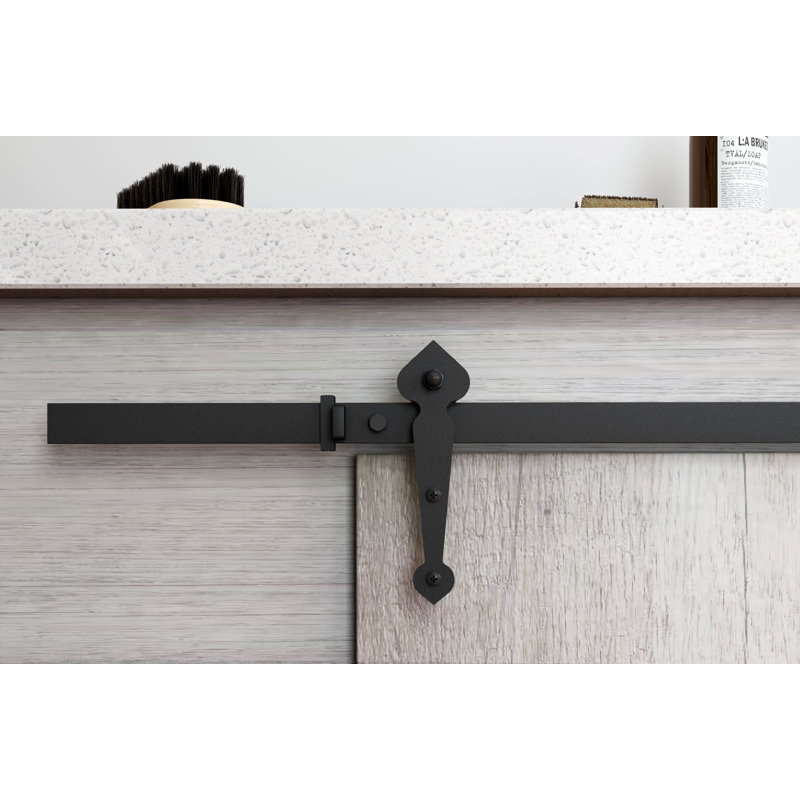 Ensemble de quincaillerie de porte de grange simple standard Spade Mini (porte non incluse), Noir, 60 po