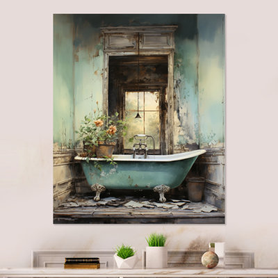 «Bathroom Bathroom Vintage Charm I» - Art mural en métal pour salle de bain