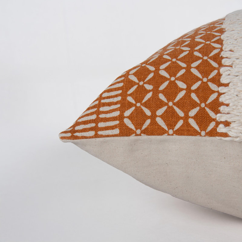 Coussin 100% coton, Orange, Mélange de duvet