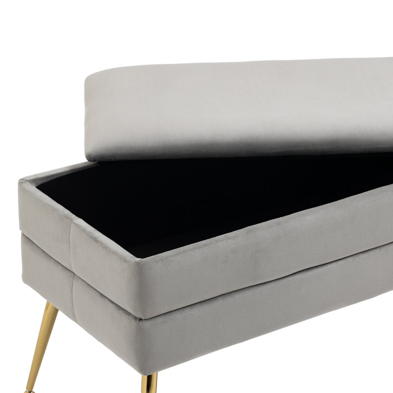 Repose-pieds avec rangement Jangbir, Velours gris