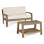 Ensemble de conversation 2 pièces en bois d'acacia gris d'extérieur - Causeuse et table basse avec coussins beiges résistants à l'eau, capacité de 350 lb pour le patio, la terrasse et la cour-1966998832