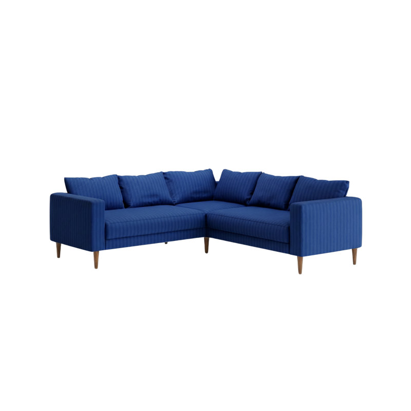 Essential 5-Seat Corner Sectional, Cobalt Striped Hemp Blend, Dark Brown