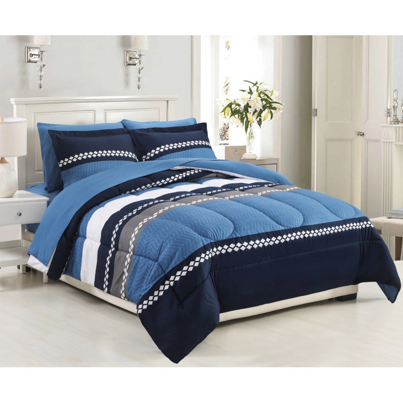 Ensemble d'édredon en duvet d'oie douce et moelleux 7 pièces avec ensemble de draps 4 pièces Marina