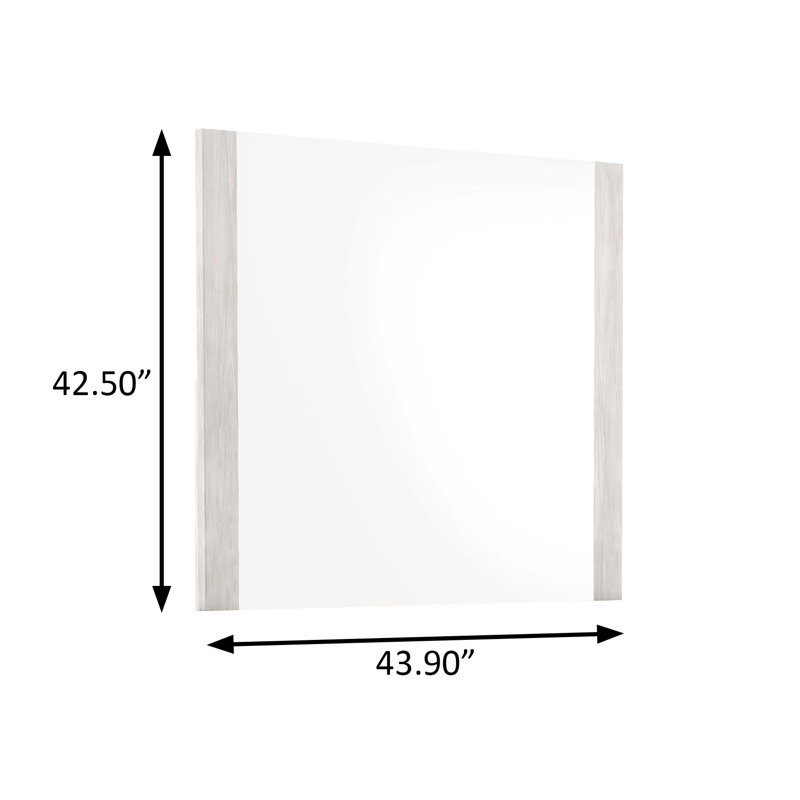Miroir contemporain l 43,9 po, blanc délavé / gris pierre