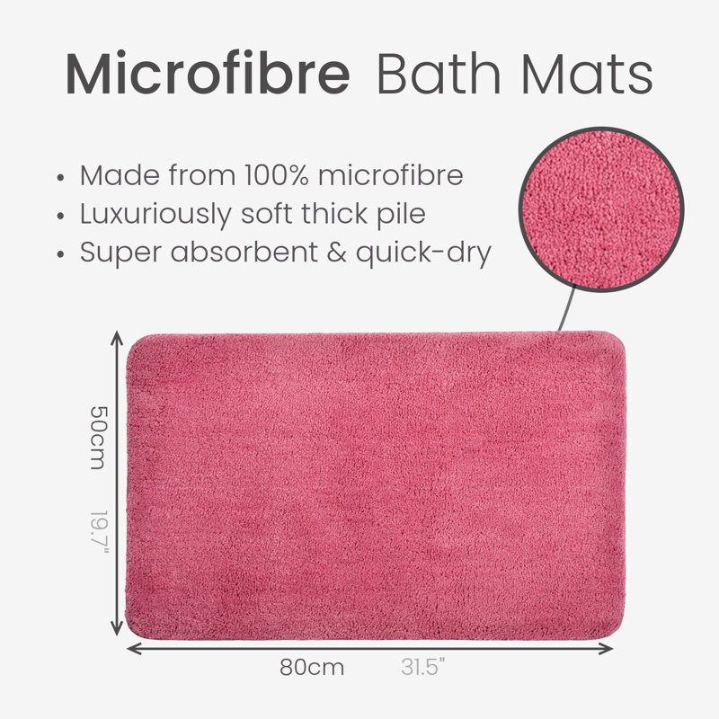 Jordan Microfibre Non Slip Bath Mat, Rose