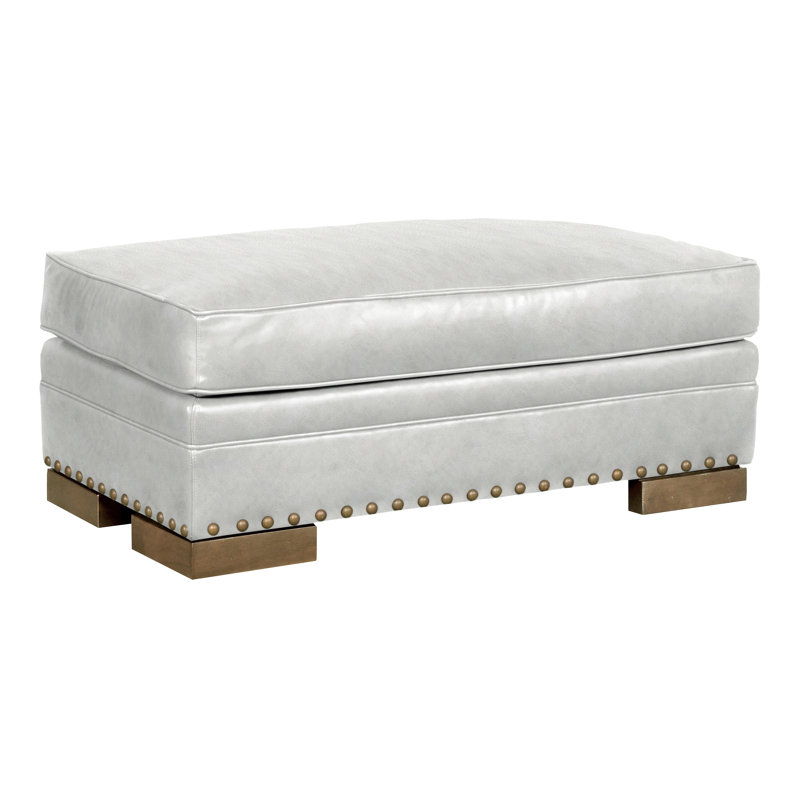 Riverside Upholstered Ottoman, Hampton, Distinct Shroom Genuine Leather, Yes