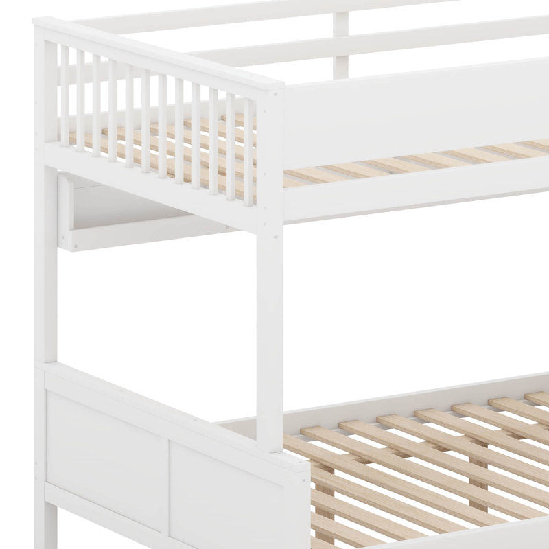 Full XL Over Queen Bunk Bed With Storage Shelves And Staircase,Trundle And LED Light, White
