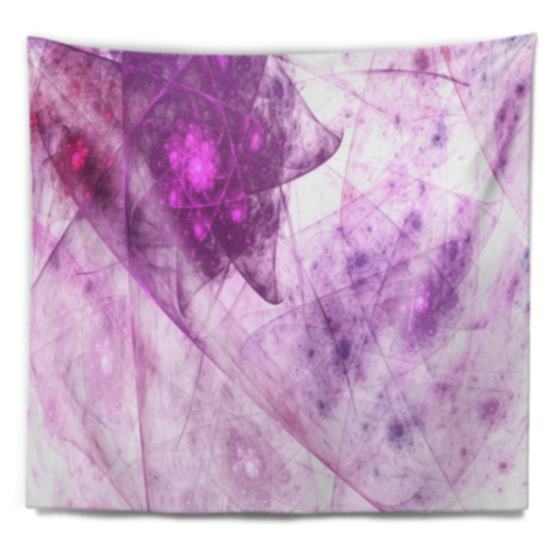 Tapisserie polyèdre en mauve de ciel abstrait, H 78 po x l 92 po