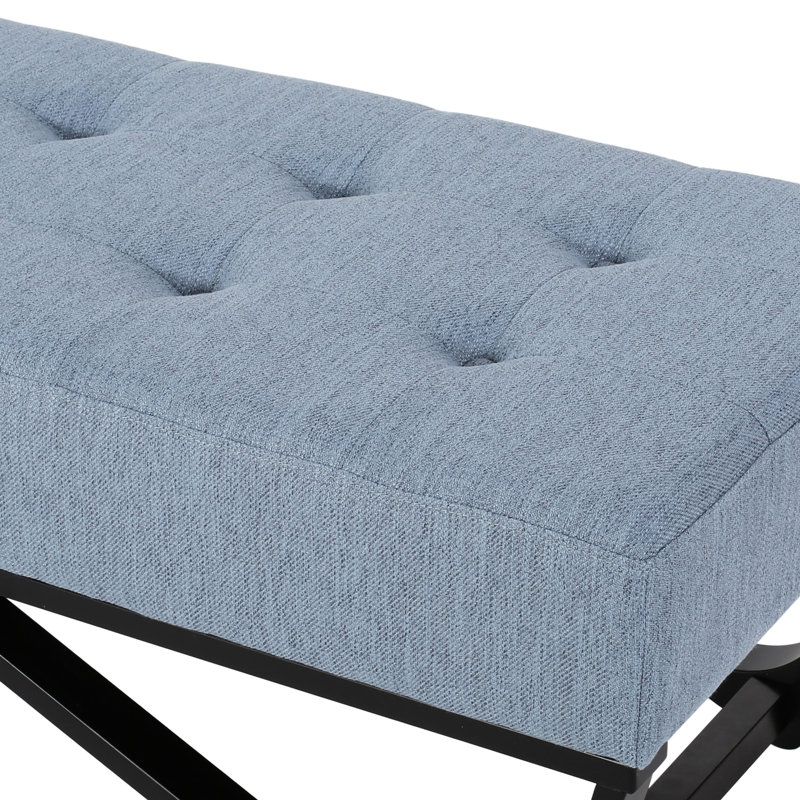 Banc moderne moderne avec siège à boutons rectangulaire, H 16,5 po x l 48,61 po x P 17,5 po