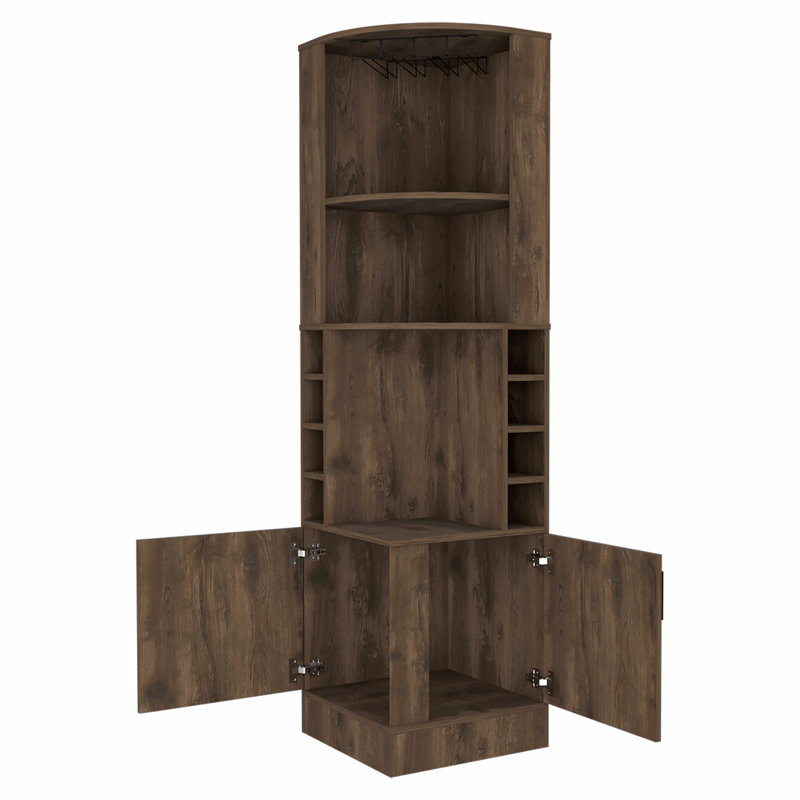 Armoire de bar 8 tablettes à 8 bouteilles, Brun