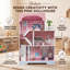 Maison de poupée en bois à 3 étages avec 15 accessoires, toit et fenêtres pour enfants de 3 ans et plus
