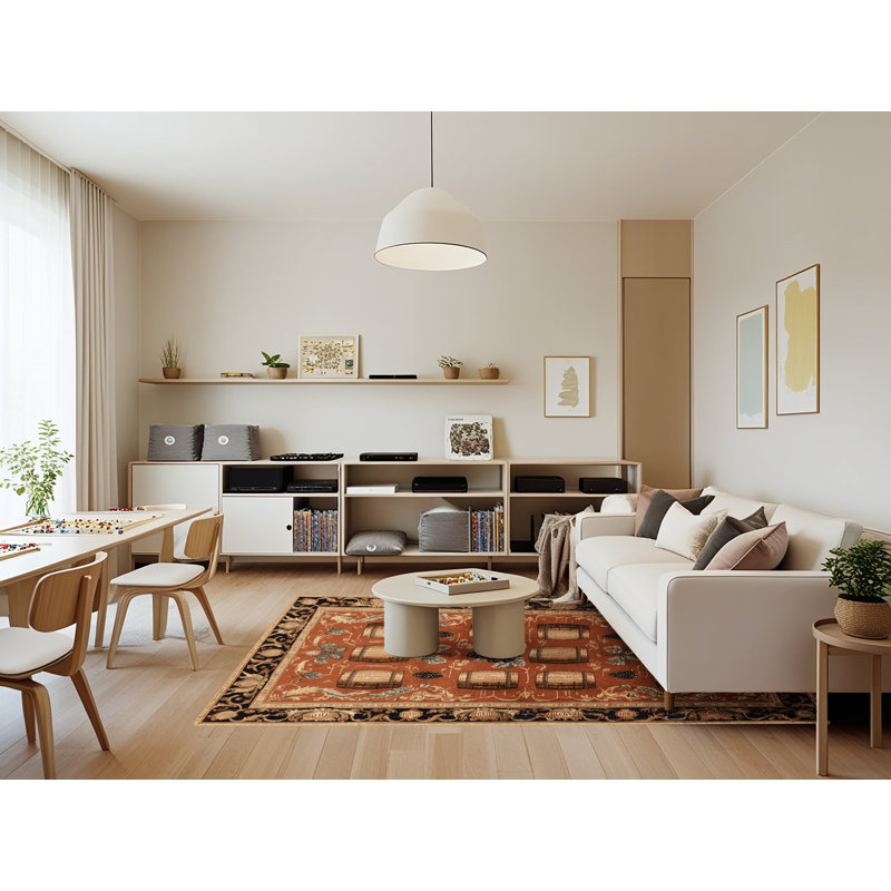 Tapis brun français lavable à la machine, Rectangle 7 pi x 9 pi