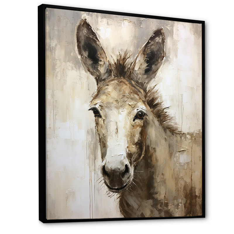 Portrait d'un âne sophistiqué sur toile, H 20 po x l 12 po x P 1 po, Cadre flottant noir